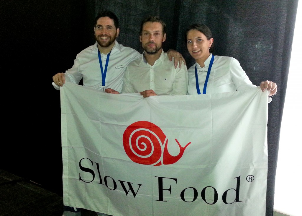 El Tändem Gastronómico Germán Carrizo y Carito Lorenço junto a Jordi Breso de Slow Food Valencia